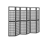 vidaXL Cloison de séparation à 6 panneaux Bois de pin Noir 242,5x180cm