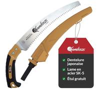 KAMIKAZE Scie d'élagage KM S-330 MAX. 80mm Ø. Livré avec étui. Acier SK-4 denté japonaise. Scie courbée. Fabriqué et conçu en Espagne