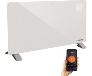 KAMINER ZELVA Convecteur en verre Chauffage en verre Radiateur électrique 2500 W Avec application WiFi & télécommande Thermostat 5-50 C, minuterie & programme hebdomadaire Blanc 26573