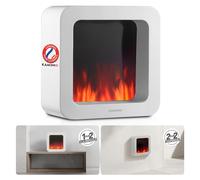 KAMINIO Cheminée de table électrique MIA L - Cheminée de table électrique décorative avec effet de flammes en 3D, dotée d'une batterie longue durée pour une utilisation portable - Blanc
