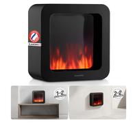 KAMINIO Cheminée de table électrique MIA L - Cheminée de table électrique décorative avec effet de flammes en 3D, dotée d'une batterie longue durée pour une utilisation portable - Noir