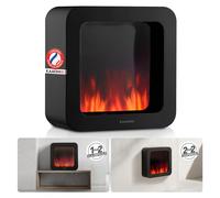 KAMINIO Cheminée de table électrique MIA XL - Cheminée de table électrique décorative avec effet de flammes en 3D, dotée d'une batterie longue durée pour une utilisation portable - Noir