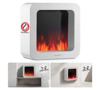 KAMINIO Cheminée de table électrique MIA XL - Cheminée de table électrique décorative avec effet de flammes en 3D, dotée d'une batterie longue durée pour une utilisation portable - Blanc