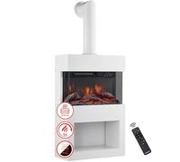 KAMINIO Cheminée Electrique Henri avec Tuyau de poêle - Poêle Électrique avec Chauffage, Effet de Flamme 3D, Compartiment à Bois, télécommande (Blanc)