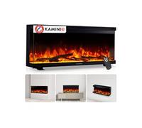 KAMINIO Cheminée Electrique Lea - Cheminée Électrique 3-en-1 avec Vue panoramique, Chauffage, Effet de Flamme, 12 Couleurs de Flammes, télécommande (36 Pouces)