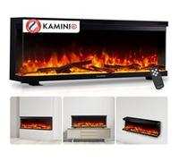 KAMINIO Cheminée électrique LEA - Cheminée 3-en-1 avec vue panoramique, chauffage, effet de flamme, 12 couleurs de flammes, télécommande - 50 pouces G