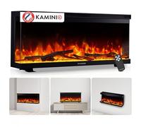 KAMINIO Cheminée Electrique Lea - Cheminée Électrique 3-en-1 avec Vue panoramique, Chauffage, Effet de Flamme, 12 Couleurs de Flammes, télécommande (36 Pouces)