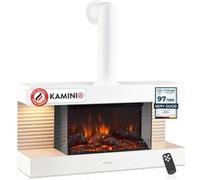 KAMINIO Cheminée électrique LIZ avec conduit - Cheminée murale avec chauffage, effet de flamme 3D, lumière d'ambiance LED, télécommande - Blanc Blanc G