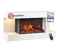 KAMINIO Cheminée électrique LIZ - Cheminée murale avec chauffage, effet de flamme 3D, lumière d'ambiance LED, télécommande - Blanc Blanc G