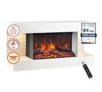 KAMINIO Cheminée électrique LIZ - Cheminée Murale avec Chauffage, Effet de Flamme 3D, lumière d'ambiance LED, télécommande (Blanc)