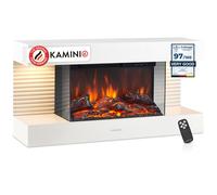 KAMINIO Cheminée électrique murale LIZ – Chauffage, effet flamme 3D, LED, télécommande – Blanc