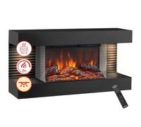 KAMINIO Cheminée électrique LIZ - Cheminée Murale avec Chauffage, Effet de Flamme 3D, lumière d'ambiance LED, télécommande (Noir)