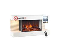 KAMINIO Cheminée électrique LIZ - Cheminée Murale avec Chauffage, Effet de Flamme 3D, lumière d'ambiance LED, télécommande (Blanc)