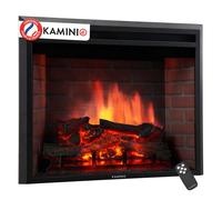KAMINIO cheminée Electrique LUCA - Cheminée encastrable avec Chauffage, Effet de Flamme 3D, 12 Couleurs de Flammes, télécommande (30 Pouces)