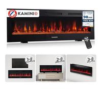 KAMINIO Cheminée Electrique Marlon 3-en-1 avec Chauffage 900/1800W Effet Flamme 3D 12 Couleurs 60 Pouces