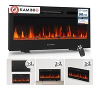 KAMINIO Cheminée Électrique MARLON - Cheminée 3-en-1 avec Chauffage, Effet de flamme 3D, 12 Couleurs de Flammes, Télécommande - 36""