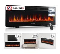 KAMINIO Cheminée Electrique Marlon - Cheminée Électrique 3-en-1 avec Chauffage, Effet de Flamme 3D, 12 Couleurs de Flammes, télécommande (50 Pouces)