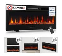 KAMINIO Cheminée Electrique Marlon - Cheminée Électrique 3-en-1 avec Chauffage, Effet de Flamme 3D, 12 Couleurs de Flammes, télécommande (42 Pouces)