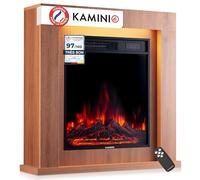 KAMINIO Cheminée électrique Matti - Cheminée sur Pied avec Chauffage, Effet de Flamme 3D, lumière d'ambiance LED, télécommande - 32 Pouces (Chêne)