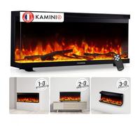 Kaminio Cheminée électrique LEA – 3-en-1, vue panoramique, chauffage, 12 couleurs – 36 pouces