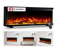Kaminio Cheminée électrique Lea – 3-en-1, chauffage, flammes 12 couleurs, télécommande – 50 pouces