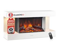 KAMINIO® Liz 82 Cheminée électrique Murale avec Chauffage [Blanche] | Cheminée décorative chauffante avec effet de flamme, feu 3D à 5 niveaux, 2 niches LED, thermostat, minuterie & télécommande