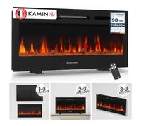 KAMINIO Cheminée Électrique MARLON - Cheminée 3-en-1 avec Chauffage, Effet de flamme 3D, 12 Couleurs de Flammes, Télécommande - 36""