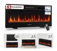 KAMINIO® Marlon Pro 42 Cheminée électrique chauffante à Effet Flamme | Cheminée décorative 3 en 1 encastrable, murale ou à poser, LED feu 12 couleurs, thermostat, minuterie, télécommande, noir