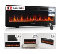 KAMINIO Cheminée électrique Marlon - chauffage, flammes 3D, 12 couleurs, télécommande, 50 pouces