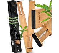 Kamoro Separateur tiroirs en bambou naturel - Avec ressort pour un maintien ferme - Extrémités protégeant les meubles [lot de 4] - Organisateur tiroir cuisine entre 45 et 57 cm - Naturel