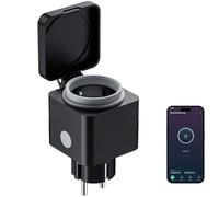 Kamtop 1PCS Prise Connectée Extérieure IP54 16A avec Compteur Énergie | Prise Intelligente Contrôle à Distance, Compatible Smart Life, Alexa, Google pour Jardin, Terrasse, Pompe, Piscine