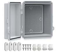Kamtop Boîtier Électrique Étanche IP67 Extérieur ABS Épais 150×150×90 mm | Couvercle Gris, Coffret Électrique Plastique avec Plaque de Montage et Serrure, Protection Câble et Raccordement
