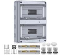 Kamtop Coffret Électrique Étanche 24 Modules - Tableau Electrique 2 Rangées | Étanche IP65, Couvercle PC Transparent, Rail DIN Préinstallé, ABS Antichoc pour Garage, Jardin, Accessoires de Montage Inclus