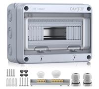 Kamtop Coffret Électrique Étanche IP65 12 Modules - Couvercle Transparent, Rail DIN Préinstallé, ABS Antichoc - Tableau Électrique 1 Rangée Extérieur pour Garage, Jardin, Sous-sol