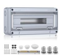Kamtop Coffret Électrique Étanche IP65 18 Modules - Couvercle Transparent, Rail DIN Préinstallé, ABS Antichoc - Tableau Électrique 1 Rangée Extérieur pour Garage, Jardin, Sous-sol