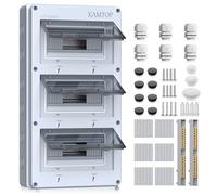 Kamtop Coffret Électrique Étanche IP65 36 Modules - Couvercle Transparent, Rail DIN Préinstallé, ABS Antichoc - Tableau Électrique 3 Rangées Extérieur pour Garage, Jardin, Sous-sol