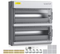 Kamtop Coffret Électrique Étanche IP66 36 Modules 2 Rangées, Porte Latérale | Tableau Electrique Alliage PC IK08 Anti-UV, Fenêtre Transparente, Rail DIN et Borniers Cuivre Inclus pour Usage Extérieur