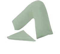 KANAK Taie d'oreiller en forme de V unie en polycoton pour soutien du dos et du cou - Housse de coussin orthopédique/de grossesse/d'allaitement uniquement (œuf de canard)