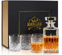 KANARS 5 Pièces Carafe et Verres à Whisky, Décanter Cristal, 750 ml Bouteille avec 4x 300 ml Verre à Whiskey pour Scotch, Cognac, Martini, Whisky, Belle Boîte Cadea