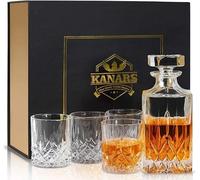 KANARS Ensemble de 5 carafes et verres à whisky, verres en cristal sans plomb, 750 ml de décanteur à whisky avec 4x 300 ml de verres pour scotch, cognac, martini