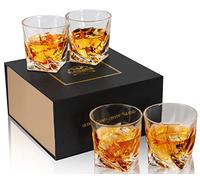 KANARS Verre à Whisky, Verres a Whiskey en Cristal pour Scotch, Whisky, Martini, Cognac, 300 ml, Lot de 4 Pièces, Belle Boîte Cadeau