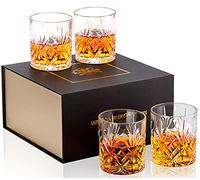 KANARS Verres à Whisky, Verre a Whiskey en Cristal, Cadeaux D'anniversaire Uniques pour Papa Lui Copain Mari Grand-Père, Belle Boîte Cadeau, 300 ml, 4-Pièces