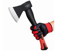 KANDAZA Petite hache en bois de 38,1 cm pour camping, randonnée, lame en acier au carbone forgé, poignée en fibre de verre absorbant les chocs, rouge