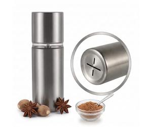 KANDONEX Moulin à épices manuel en acier inoxydable 304 pour noix de muscade, noix, poivre, épices, cuisine, 100 ml, moulin à arômes, râpe, cuisine, pâtisserie, service pour la maison (argent)
