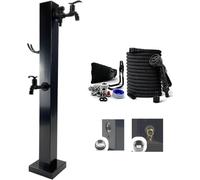Kanduo colonne d'arrosage vertical Colonne d'eau de jardin extérieure autoportante, robinet extérieur en acier inoxydable sans givre avec 2 interrupteurs vanne séparés(Black)