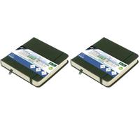 Kangaro Art Carnet de croquis 12 x 12 cm Forest Green PU Couverture rigide 80 feuilles 140 g Papier crème avec élastique et bande élastique (Lot de 2)