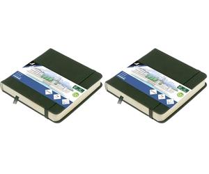 Kangaro Art Carnet de croquis 12 x 12 cm Forest Green PU Couverture rigide 80 feuilles 140 g Papier crème avec élastique et bande élastique (Lot de 2)