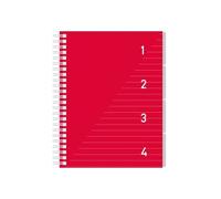 Kangaro Cahier À Spirale 4en1, A5, Ligné, 200 Pages, Rouge