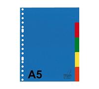 Kangaro Intercalaires A5 en polypropylène 120 microns 17r. Lot de 5 onglets assortis 21,5 x 18 x 0,3