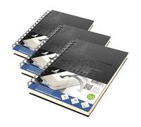 Kangaro K-5577 Carnet de croquis à couverture rigide Noir avec impression 140 g Crème (Lot de 3)